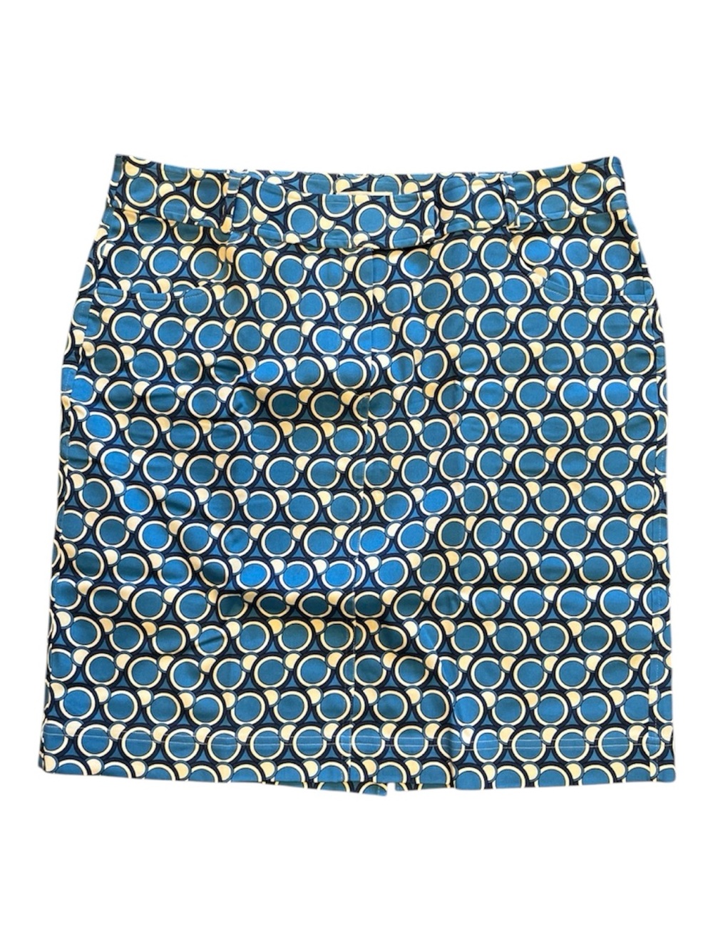 Van Heusen Women's Blue Geometric Circle Print Straight Pencil Skirt Size 14
